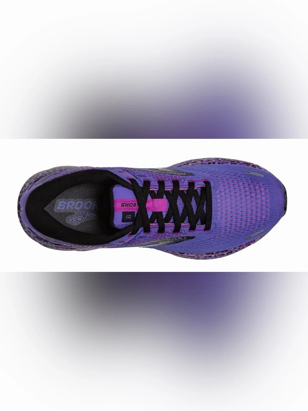 Brooks Womens Ghost 14 Running Shoes Size 6.5 Purple Leopard Print 1203561B578 - Picture 2 of 12